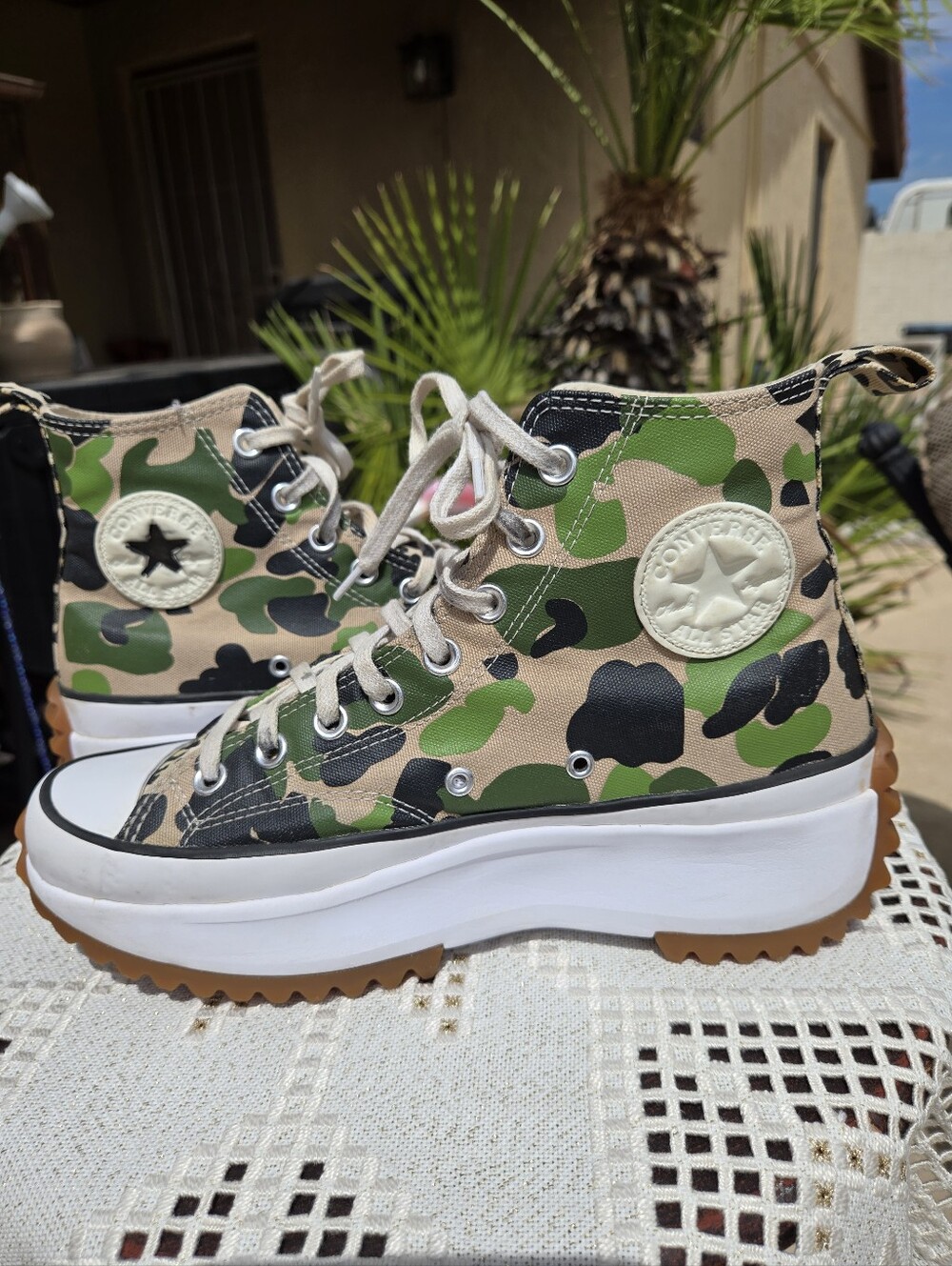 Converse Chuck Taylor’s Camo High-Top Platform Sneakers - Green Tan Black